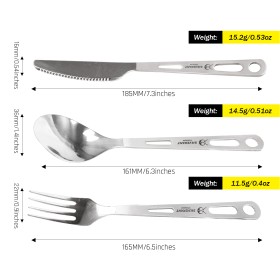 Titanium cutlery with sandblasted handle