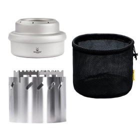 Titanium alcohol stove with windshield