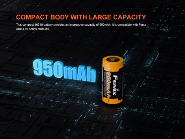 Fenix RCR123A 950 mAh battery