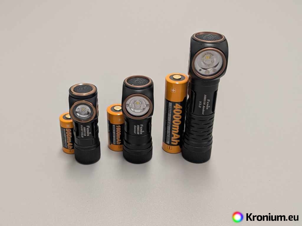 Close-up of Fenix headlamp batteries