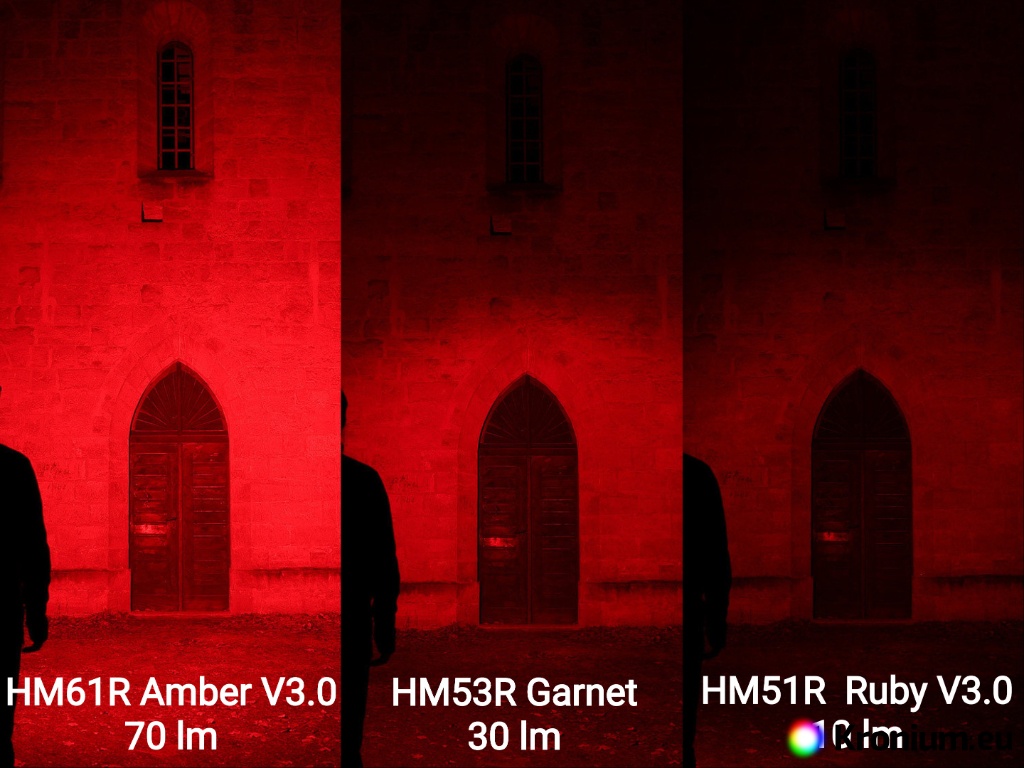 Red light demonstration of the Fenix HM61R Amber V3.0 headlamp