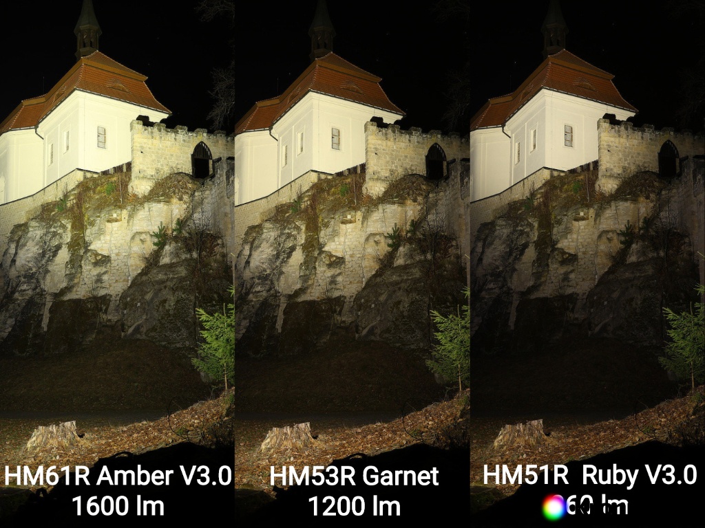 White light demonstration of the Fenix HM61R Amber V3.0 headlamp