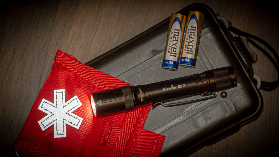 The Fenix E20 on two disposable batteries has an output of up to 350 lumens and a runtime of up to 200 hours.