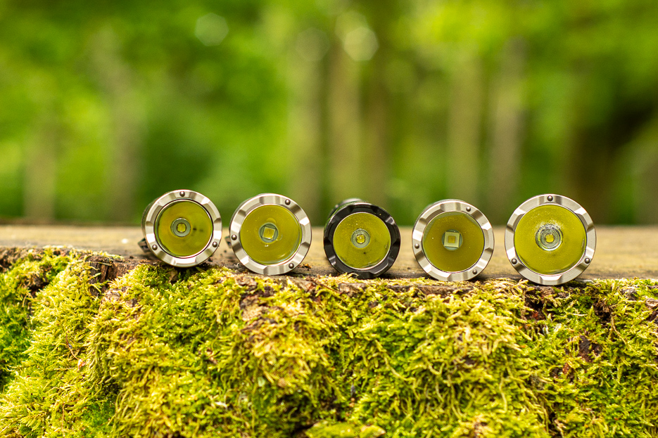 From left, the reflectors: TK16 V2.0 (34 mm head), TK17 (36 mm), TK20R V2.0 (34 mm head), TK21R (36 mm), and TK22R (40 mm)